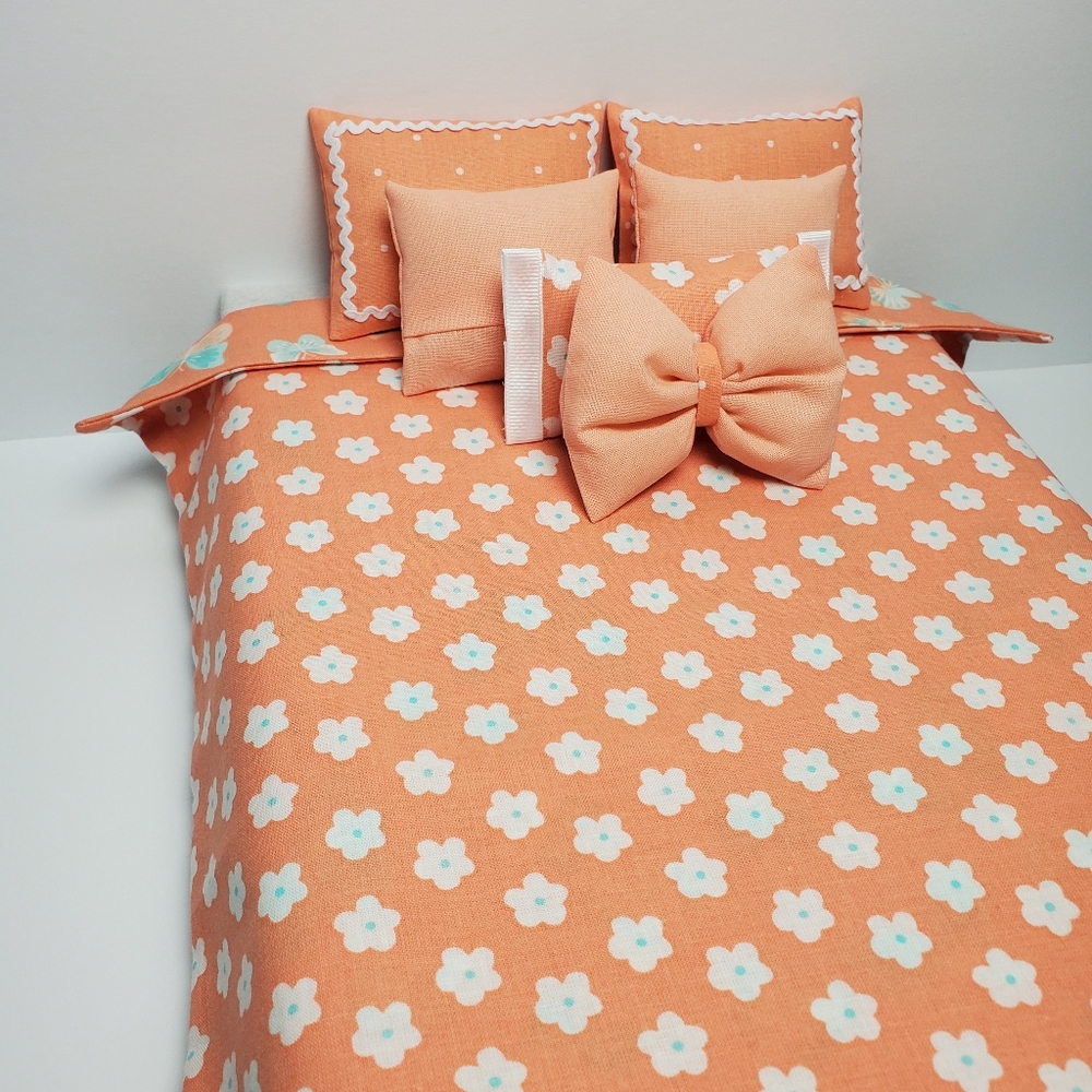 Barbie Floral Peach Bedding Set 1:6 Scale